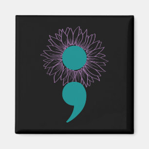 Imã Semicolão de girassol Sensibilização para o suicíd