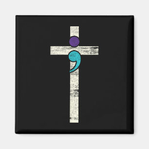 Imã Semicolon Cross Mental Health Awarume Figurume Wa