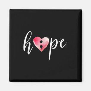 Imã Semicolon Hope Heart Watercolor T Shirt - Suicídio