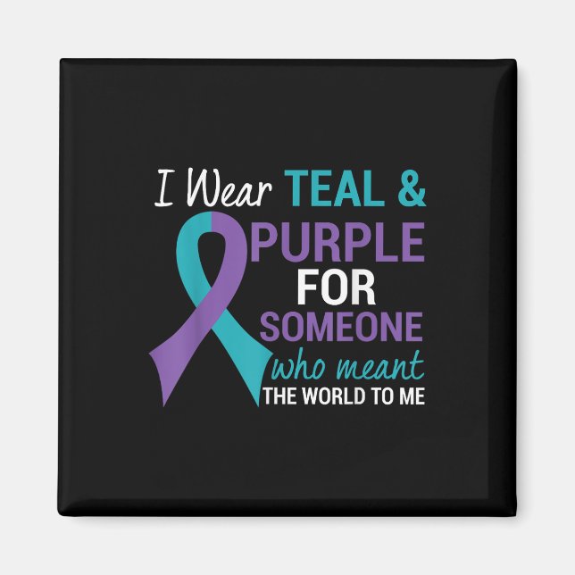 Imã Semicolon Teal &amp; Fita Roxa Suicida Awarene (Frente)