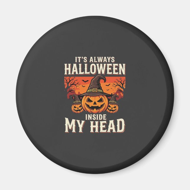Imã Sempre Design de Bruxa de Abóbora de Halloween_1 (Frente)
