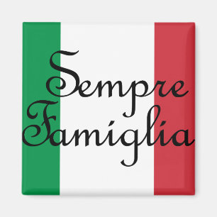 Imã Sempre Famiglia e cores da bandeira italiana