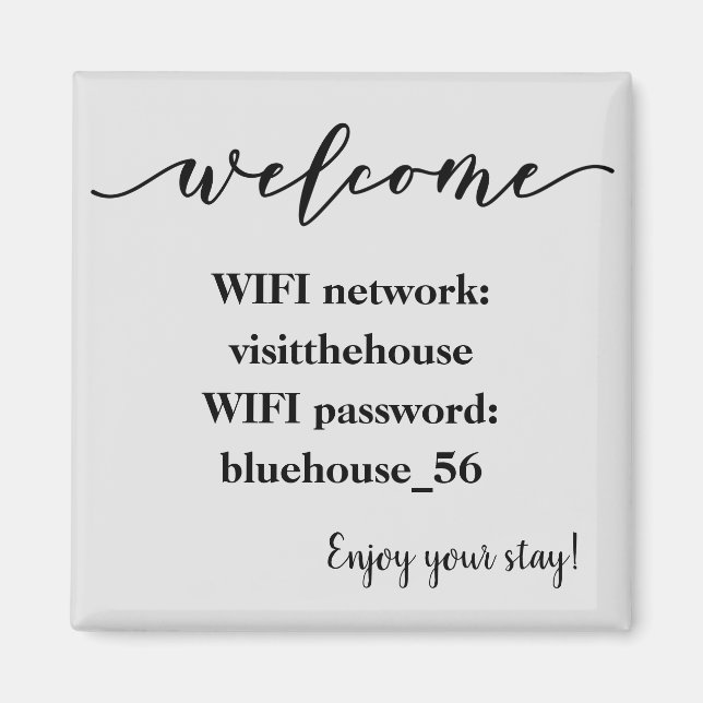 Imã Senha do Wifi do Aluguel de Férias Welcome Magnet (Frente)