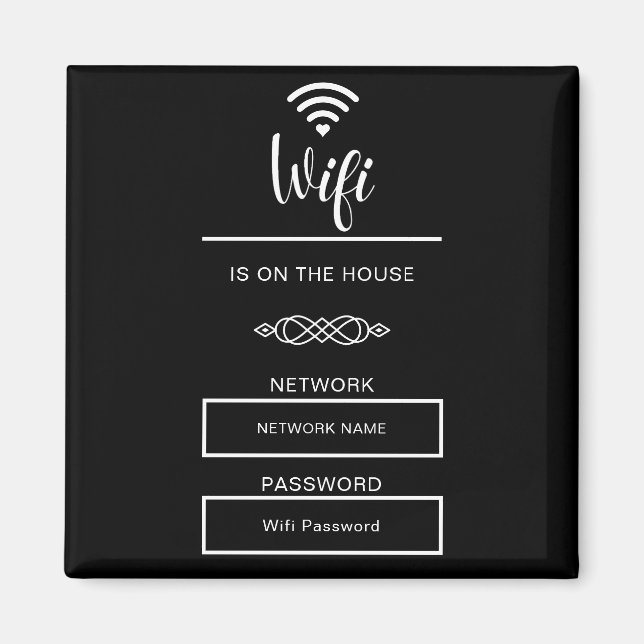 Imã Senha Wifi Preta e Branca para Casa (Frente)