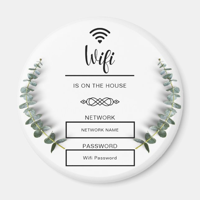 Imã Senha Wifi Preta e Branca para Casa (Frente)