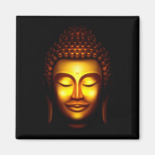 Imã Senhor Buda Sorrindo Dourado e Preto