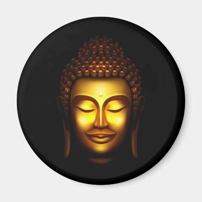 Imã Senhor Buda Sorrindo Dourado e Preto (Frente)