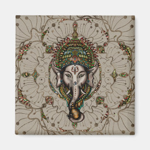Imã Senhor Ganesha - cor em canvas