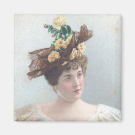 Imã Senhora com o ímã de chapéu de rosa amarela