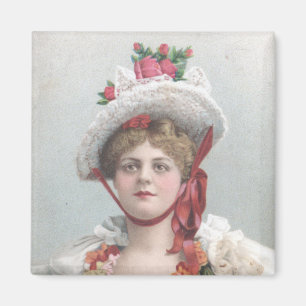 Imã Senhora com o ímã do chapéu da rosa vermelha