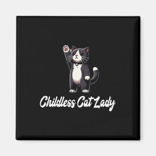 Imã Senhora de Gato Sem Fios - Tuxedo Gato Raising Paw