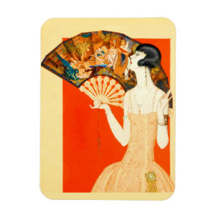 Ímã senhora do art deco com fã