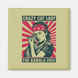 Imã Senhora Doida por Gatos pela Kamala 2024