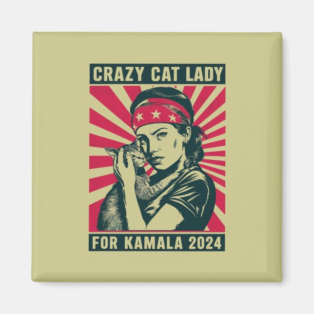 Imã Senhora Doida por Gatos pela Kamala 2024  (Frente)