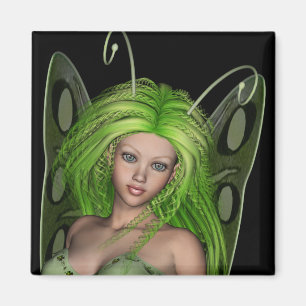 Imã Senhora verde Fada 1 - arte da fantasia 3D -