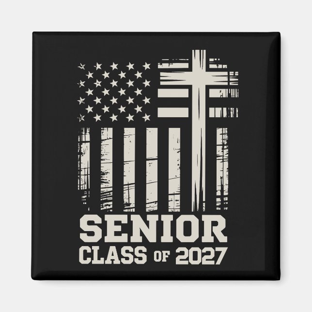 Imã Senior Class Of 2027 USA Flag Cross Christian Grad (Frente)