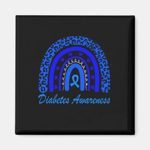 Imã Sensibilização Diabetes Mês Leopard Rainbow Women
