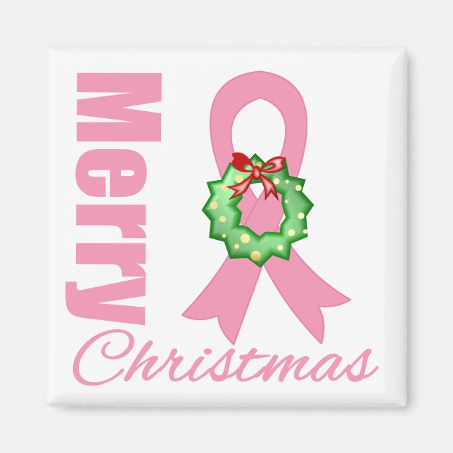 Imã Sensibilização para o Cancer Feliz Fita de Natal (Frente)
