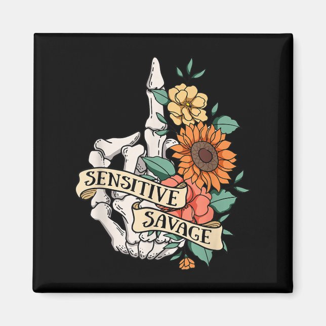 Imã Sensitive Savage Flower Skeleton Dead Inside Motiv (Frente)