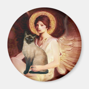 Imã Sentado Angel - Selo de focagem - gato siamês