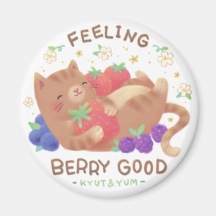 Imã Sentindo-se Muito Bem: Gatinho Fofo com Frutas Ver