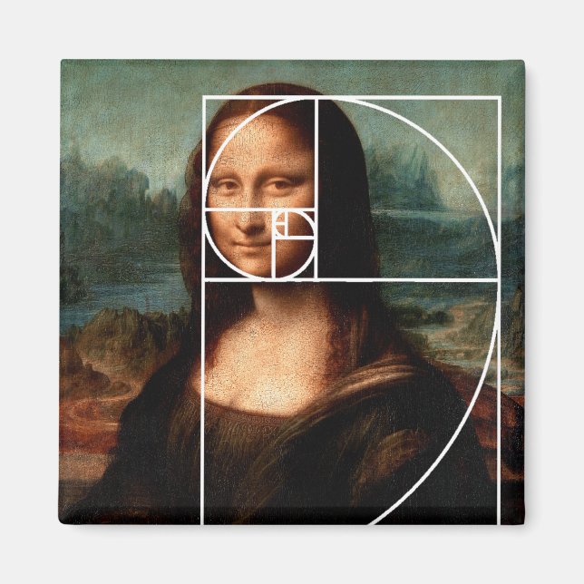 Imã Sequência Fibonacci Leonardo da Vinci Mona Lisa (Frente)