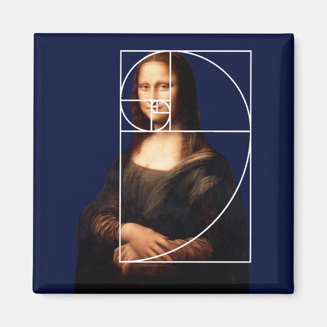 Imã Sequência Fibonacci Leonardo da Vinci Mona Lisa (Frente)