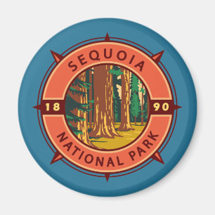 Imã Sequoia National Park Retro Compass Emblem