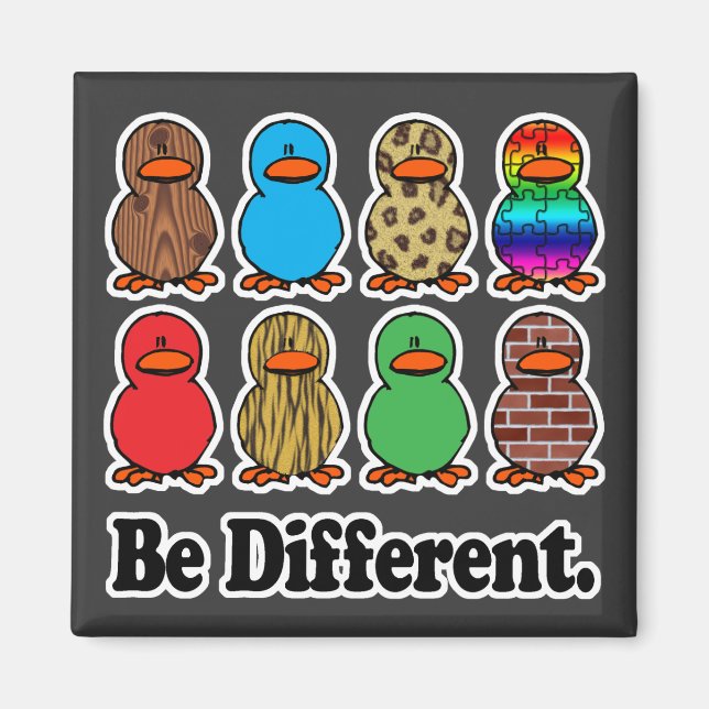 Imã ser diferente padrão engraçado patos (Frente)