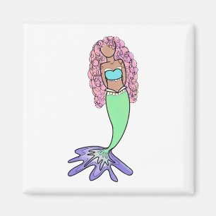 Imã sereia arco-íris rosa azul roxo verde preto encara