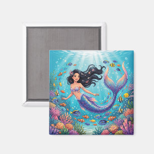 Imã Sereia Bonita de Desenho Animado sob o Mar 