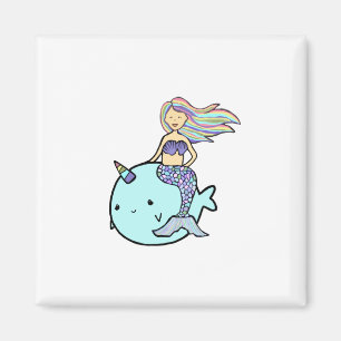 Imã Sereia com Cabelo Arco-Íris Pet Narwal