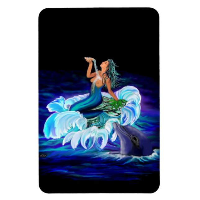 Ímã Sereia com golfinho (Vertical)