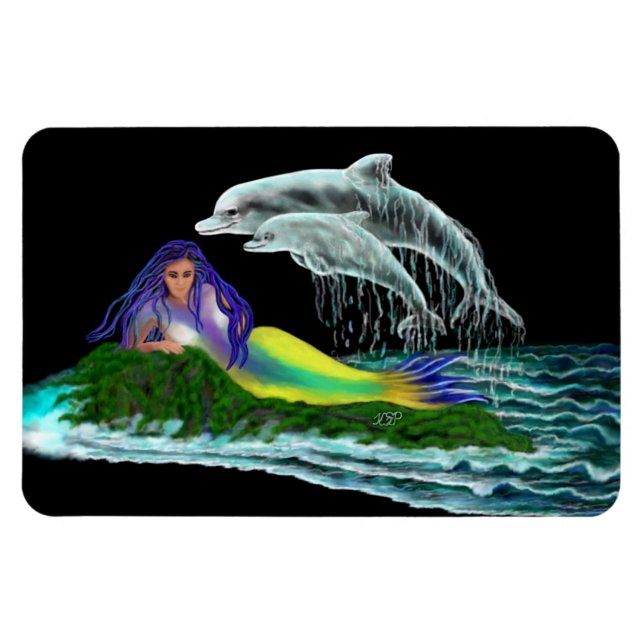 Ímã Sereia com golfinhos (Horizontal)