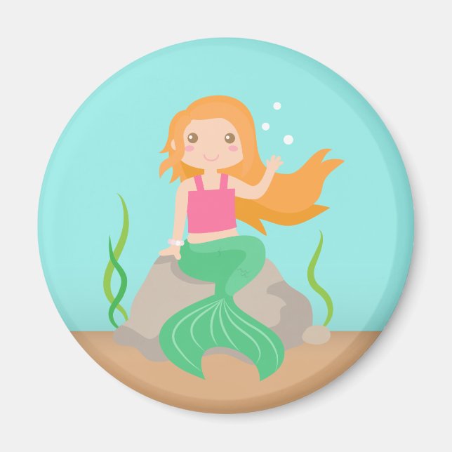 Imã Sereia fofa debaixo do mar, para meninas (Frente)