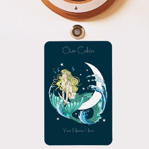 Ímã Sereia Loira Lua Fantasia Arte Deco Navio de Cruze