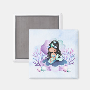 Imã Sereia Mágica   Aniversário Aquarela