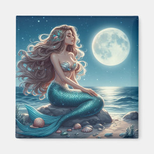 Imã Sereia na praia à noite