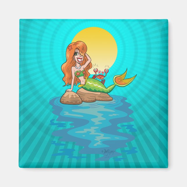 Imã Sereia nas Rochas com Amigo sob Lua Amarela (Frente)