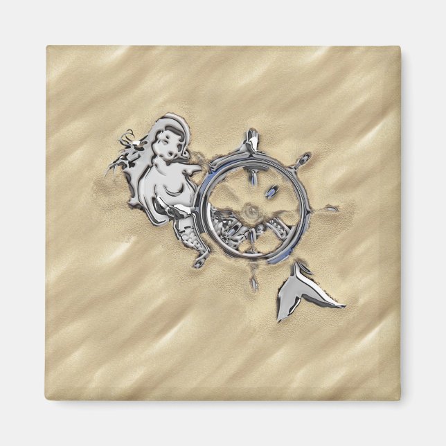 Imã Sereia Prateada na Areia (Frente)