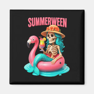 Imã Sereia Sereia Skeleton Flamingo Halloween