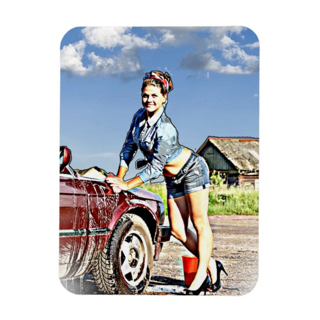 Ímã Sereia Sexy Retro Lady Washing Car Magnet (Vertical)