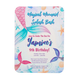 Ímã Sereia Whimsid Aniversário Convite Keepsasasakosna