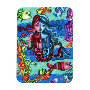 Ímã Sereias Coloridas Abstrato de Peixe