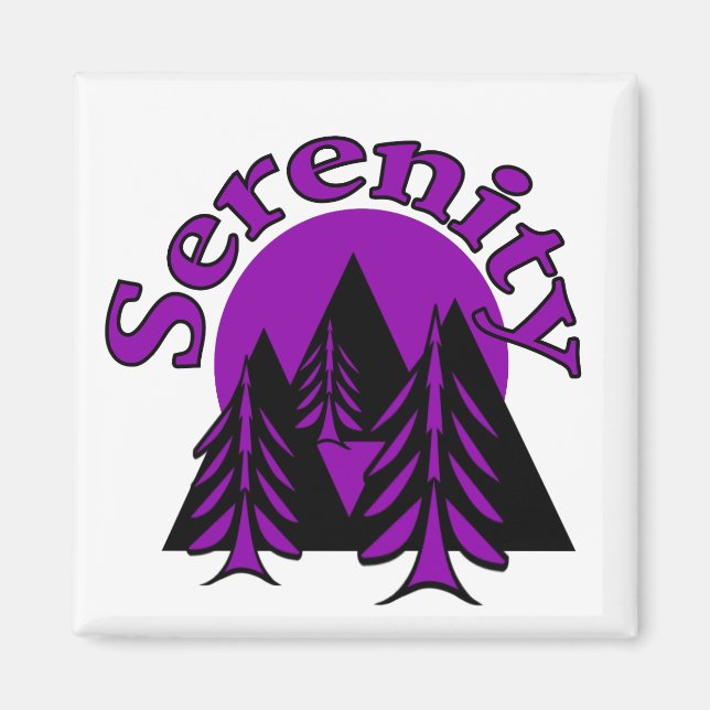 Imã Serenidade Citação Moderna Roxo Roxo Árvores (Frente)