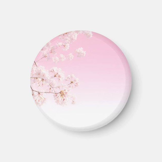 Imã Serenidade de Primavera com Flor de Cerejeira Rosa (Frente)