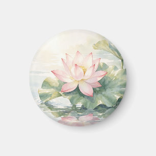 Imã Serenidade do Lótus Rosa em Aquarela