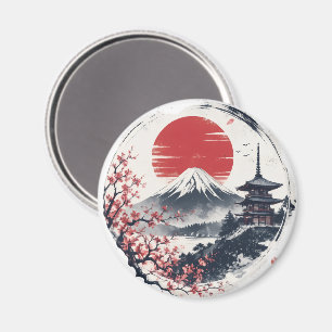 Imã Serenidade do Pôr do Sol no Monte Fuji – Arte Japo