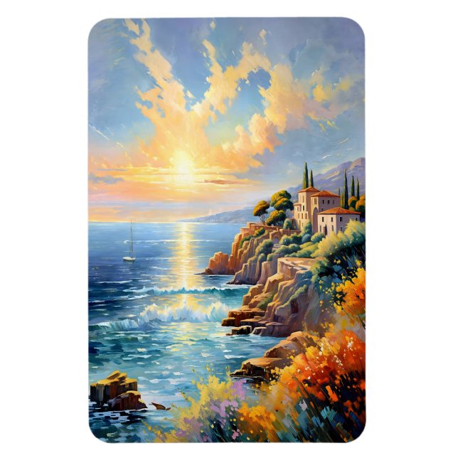 Ímã Serenidade Sunset pelo Impressionismo do Mediterrâ (Vertical)