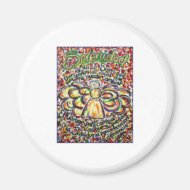 Imã Serenity Prayer Angel (Texto Espanhol) (Frente)